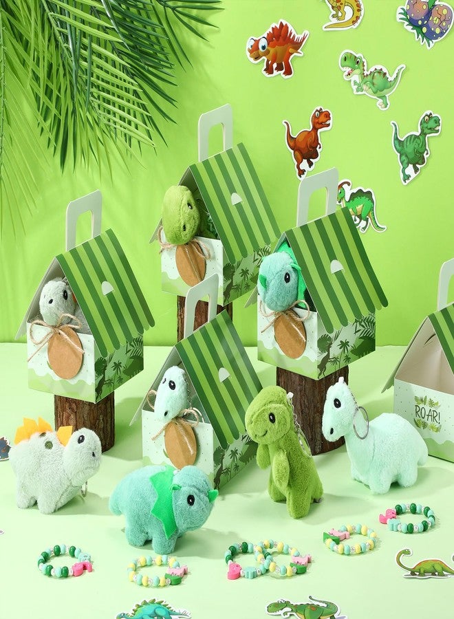 Remuuly 100 Pcs 16 Sets Dinosaur Party Favor Mini Dinosaur Stuffed Animals Bulk Plush Keychains Bracelet Gift Box Sticker for Adopt an Animals Favors Birthday Goodie Bag Supplies Fillers Stuffers - Image 5